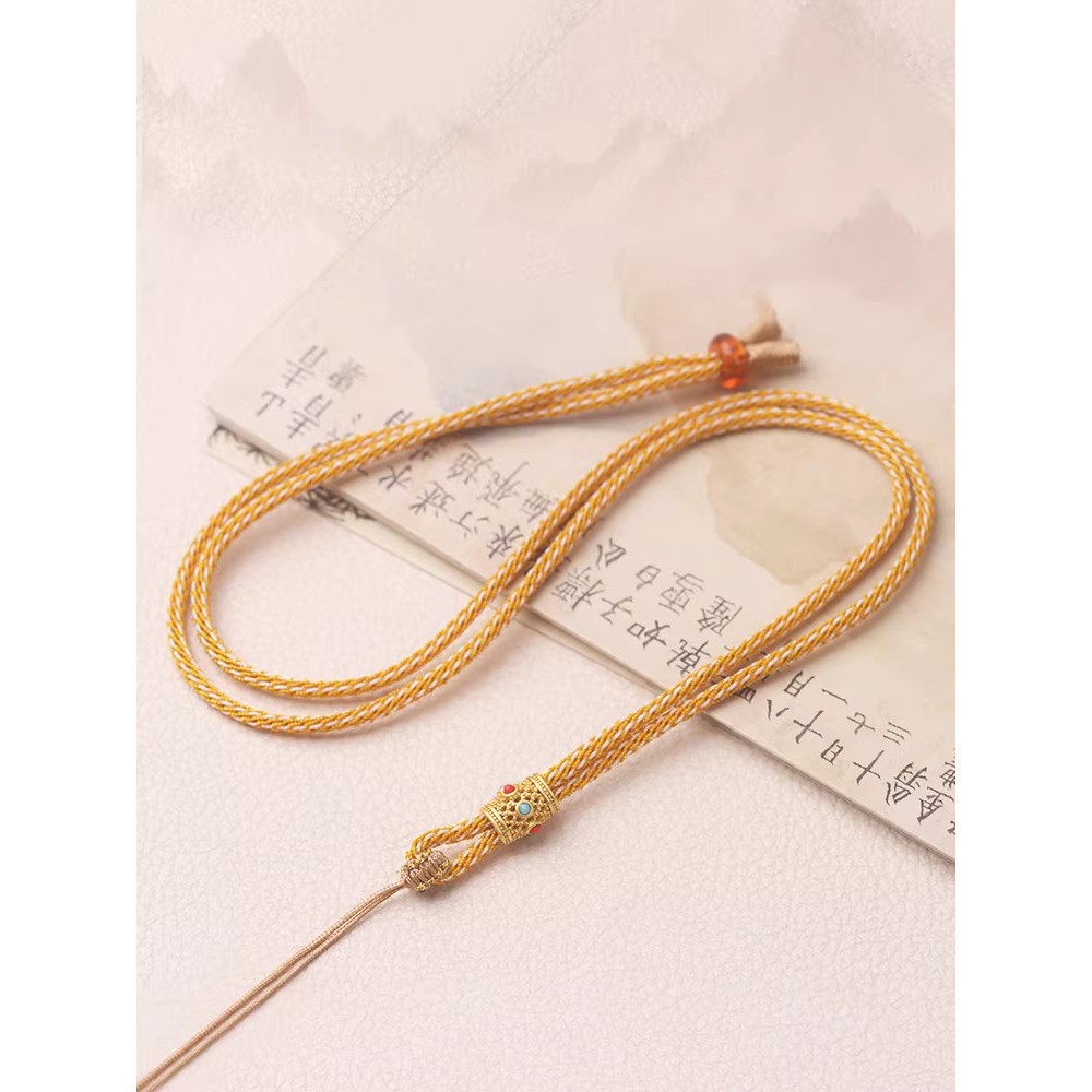 ร้านเราแนะนํา~สีจับคู่ yumi Lanyard หยก cui Amulet yu Pei สร้อยคอทองคําเชือกวิธีโบราณหลอดทองลูกปัดเค