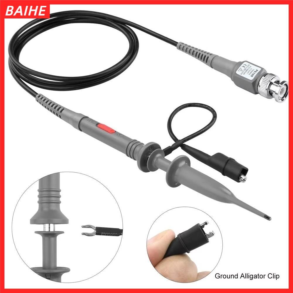 BAIHE 1/2pcs BNC Oscilloscope Probe, P6100 วัดตะกั่ว Oscilloscope Probe Kit, ที่มีประโยชน์ 10:1 Prob