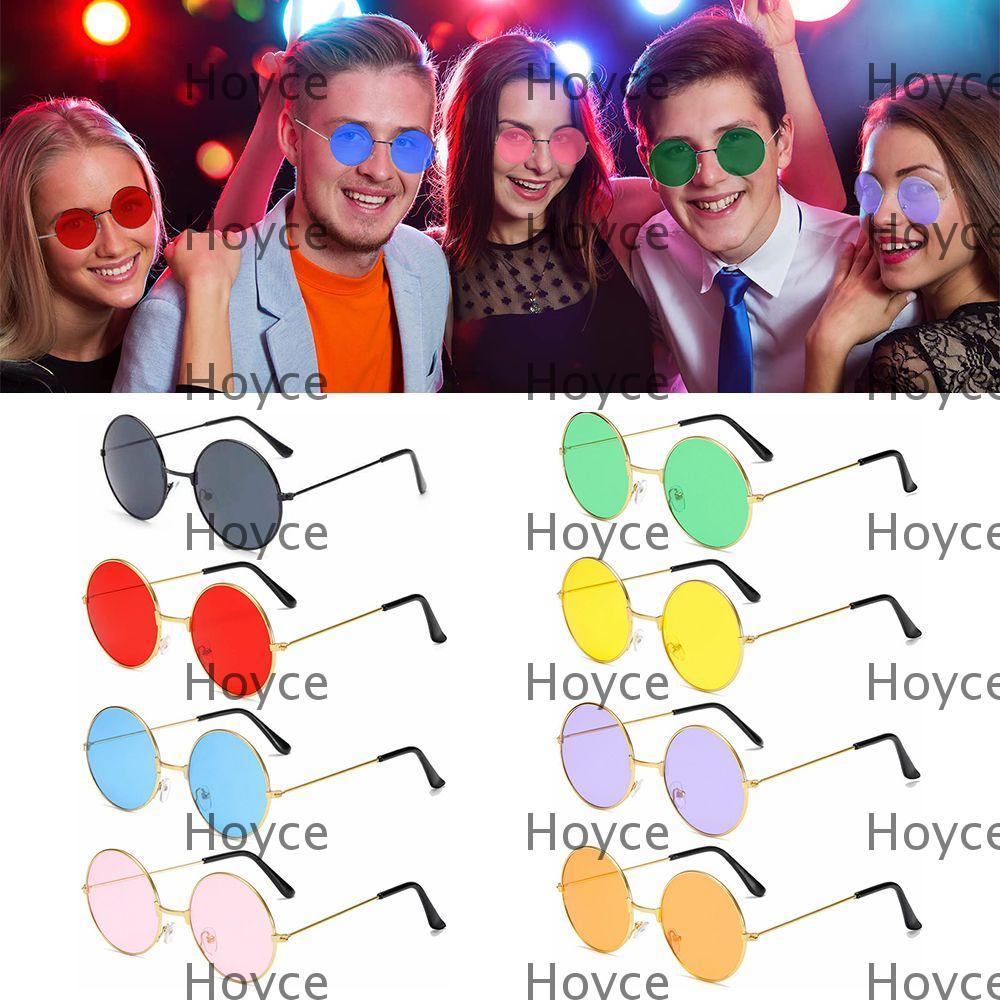 HOYCE แว่นกันแดดทรงกลมแฟชั่น Hippie Disco Circle Glasses