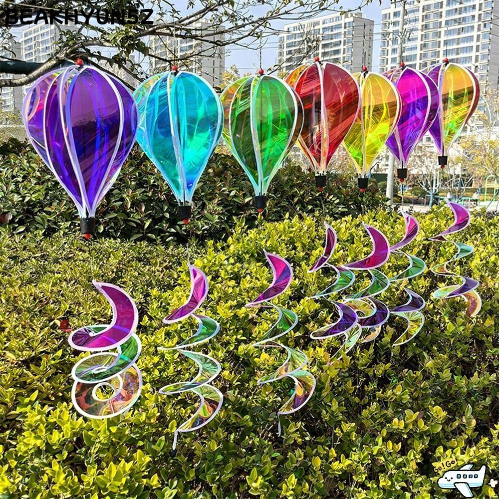 BEAKHYUN5Z Wind Spinners, วัสดุพลาสติกหมุนเลื่อม Rainbow Hot Air บอลลูน, ตกแต่งทุกวัน 4X บอลลูนขนาดยักษ์ 43.3 นิ้วความสูง Whirligigs Yard ตกแต่ง