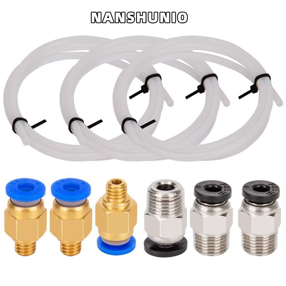 NANSHUNIO PTFE หลอด, 1 เมตร 10 ชิ้น PC4-M6 ฟิตติ้งสีขาวท่อเชื่อมต่อคุณภาพสูง 10 ชิ้น PC4-M10 อุปกรณ์