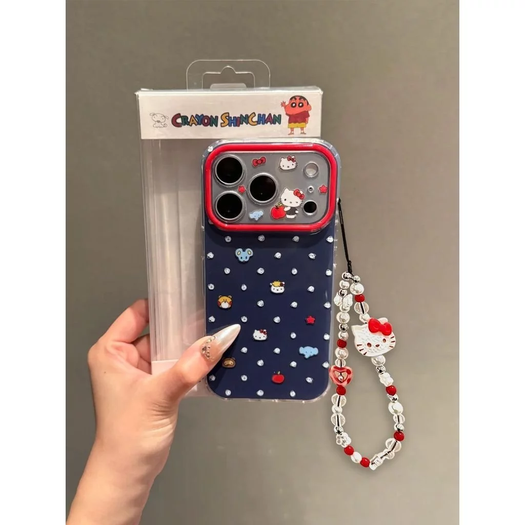 เคสโทรศัพท์ iPhone 11-17 Pro Max Plus ลาย KT โซ่แมว กันกระแทก