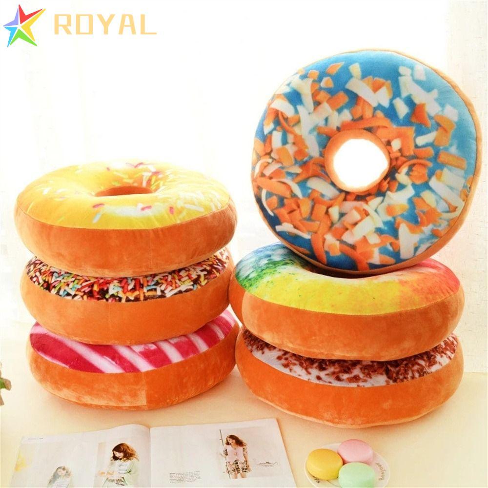 ROYAL Donut Plush ของเล่นเด็กคริสต์มาส Nap หมอนช็อกโกแลต Donut หมอนโซฟา Donut ตุ๊กตาของเล่น