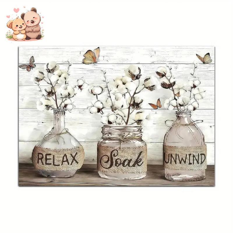 อุปกรณ์ห้องน้ํา ภาพห้องน้ํา Wall Art ผ้าใบห้องน้ํา Wall Art รูปภาพผ่อนคลาย Soak Unwind