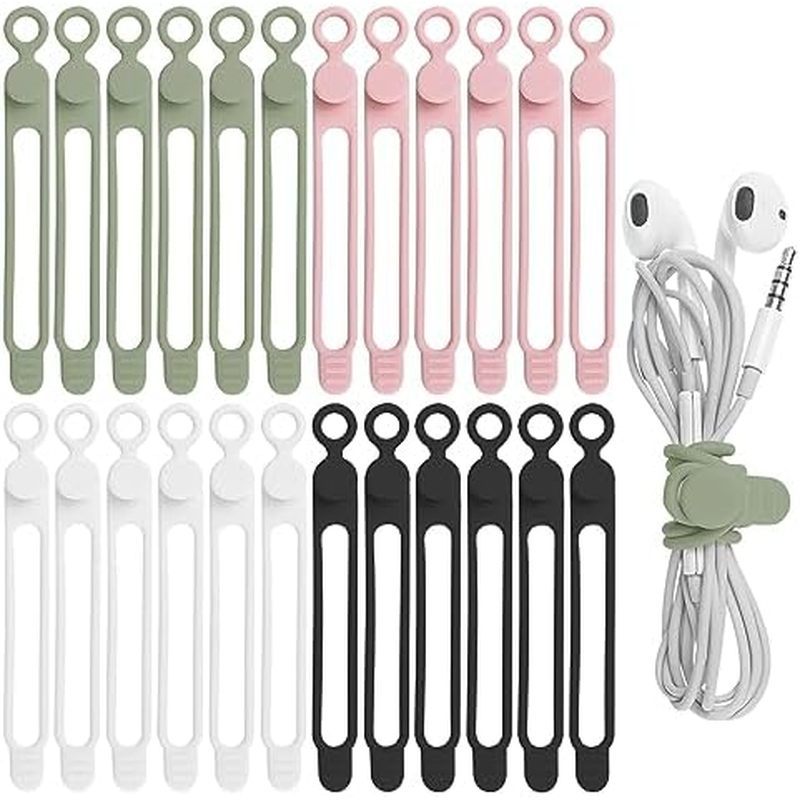 2itchen,School,Cord Organizer,สําหรับ Bundling Nearocks, 24 ชิ้นซิลิโคน O fren Phone Chamgeor, สายคอ
