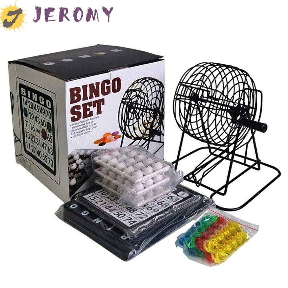 เจโรมี บิงโก|พร้อม 75 Ball 18 Card Bingo Game Cage, Bingo Supplies Set 150 Token Markers Entertainme