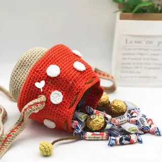 Ins สไตล์เดียวกันขนสัตว์ทอมือห่อเห็ด diy วัสดุห่อโฮมเมดผลิตภัณฑ์สําเร็จรูปการ์ตูนน่ารักโฮมเมดห่อ