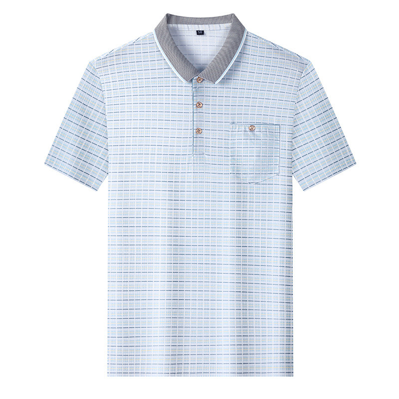 เสื้อโปโลสำหรับผู้ชาย แบบมีปกเปิด พิมพ์ลายสก๊อต