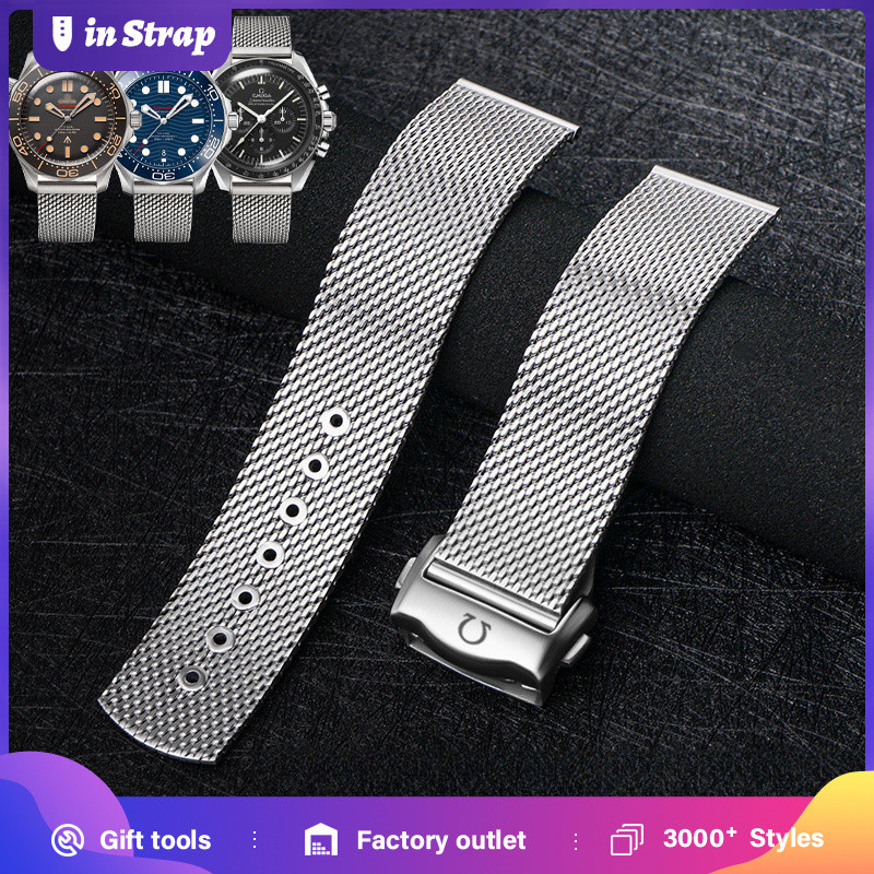 สายรัดไททาเนียมตาข่ายสำหรับ Seamaster 007 "007 No Time to Die" - สายรัดสเตนเลสสตีลแบบมิลานีส สายรัด Omega 20มม. สำหรับ Seamaster 300