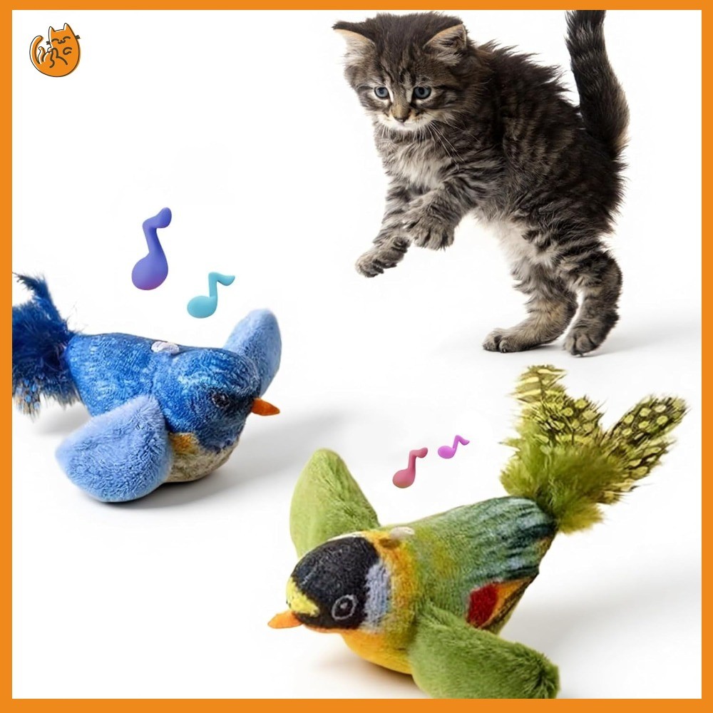 ของเล่นแมว Interactive Chirping Bird Plush การล่าสัตว์ Instinct Teaser ของเล่นพร้อมเสียงสําหรับแมวในร่มเล่นออกกําลังกาย