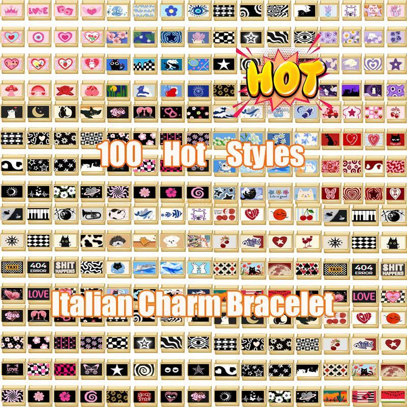 .charm อิตาเลียนสีสดใสสำหรับทำสร้อยข้อมือ DIY สแตนเลสคุณภาพสูง
