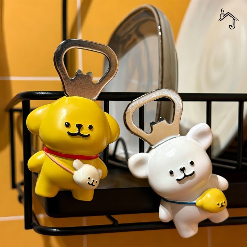 [JJ HOME] Line Puppy ที่เปิดขวดสร้างสรรค์ตู้เย็นสติกเกอร์แม่เหล็กสไตล์สติกเกอร์ประตูตกแต่งบ้านน่ารัก