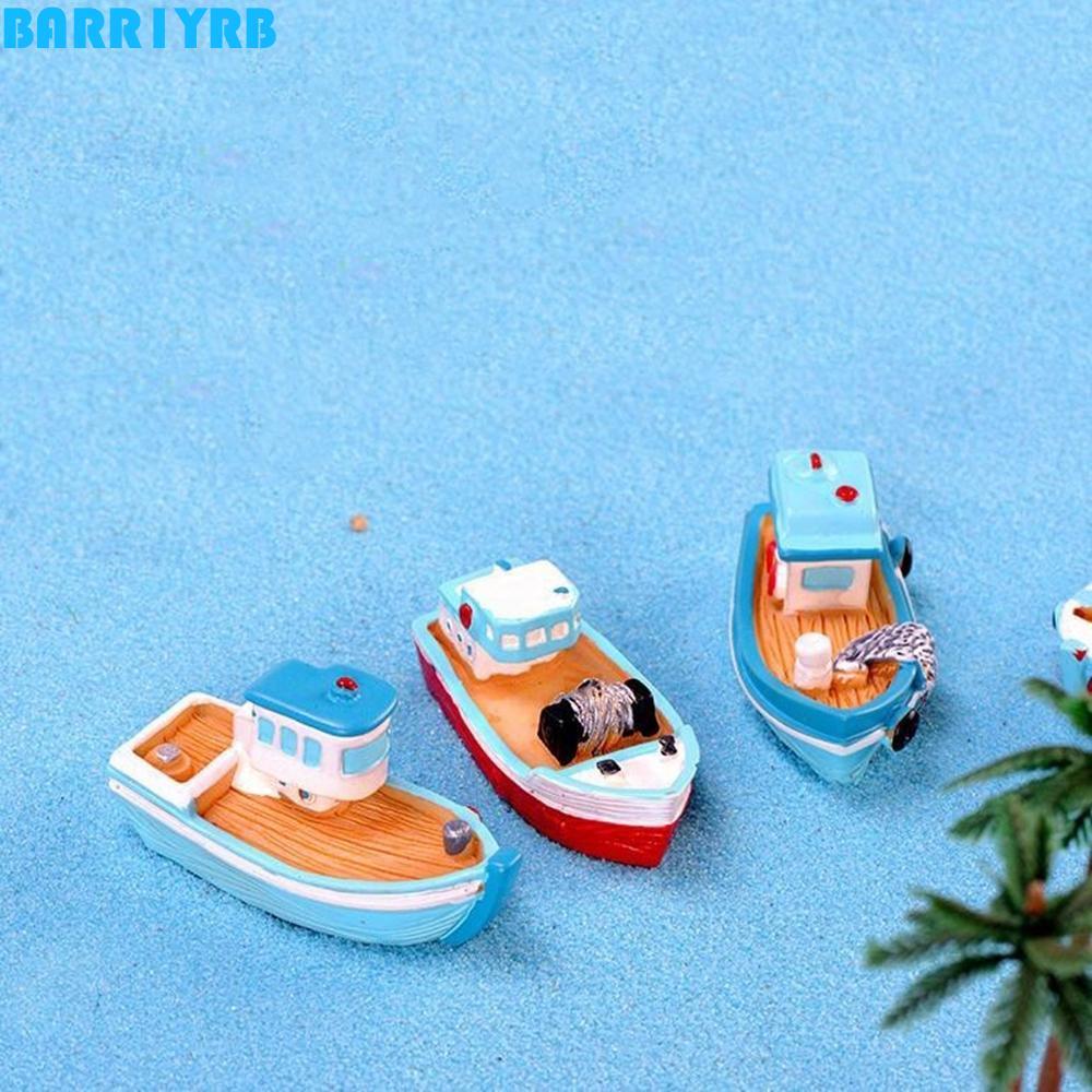BARR1YRB เรือไม้เรซิ่นหัตถกรรม DIY เรือยอชท์เมดิเตอร์เรเนียน Aquarium เครื่องประดับ Miniatures Micro