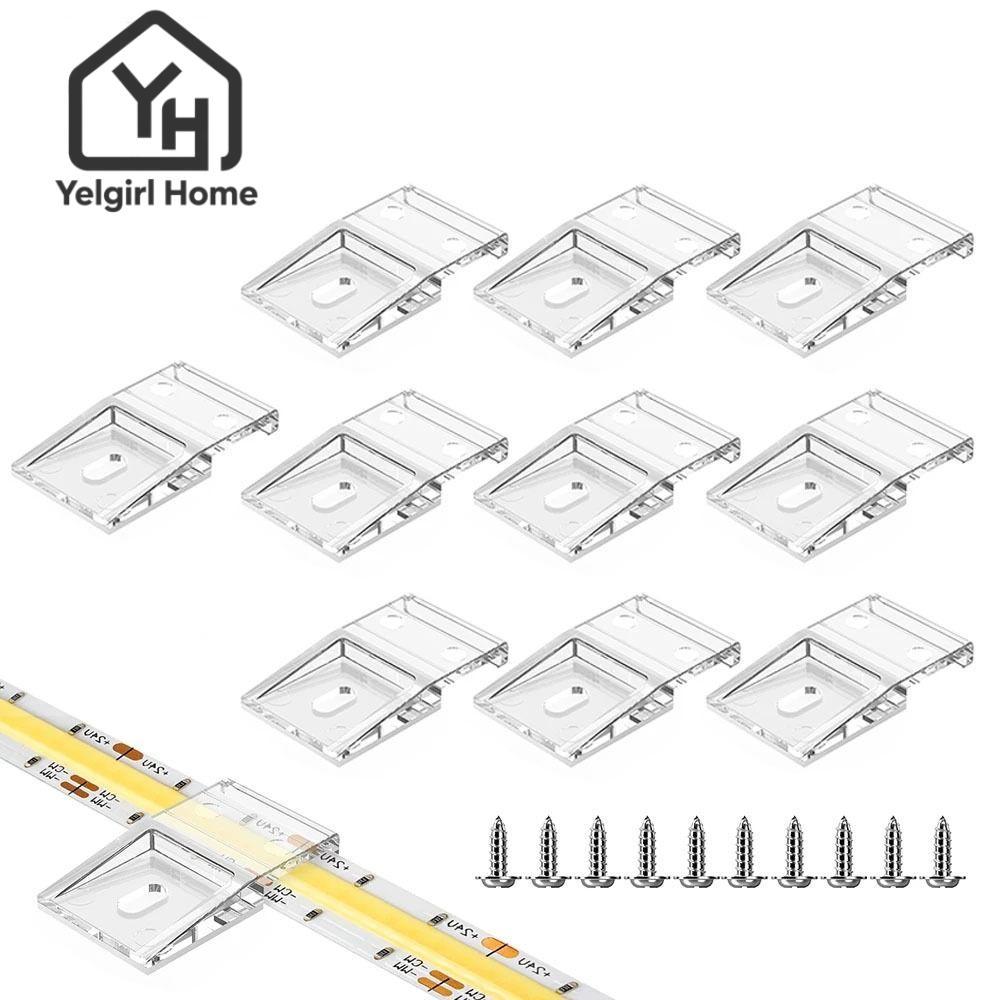 YELGIRLB 10 มม.PCB LED Light Strip คลิป, FCOB COB SK6812 RGBW WS2812B WS2811 คลิปพร้อมสกรู, Light St