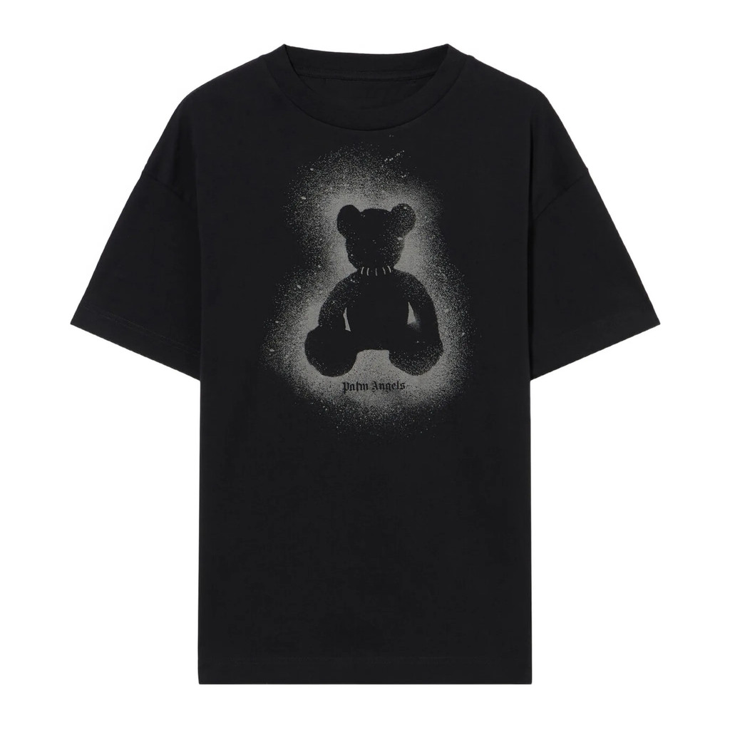 OQVH New Summer Short-Sleeve T-Shirt with Spray Bear Print T Unisex high street loose-fitting versat