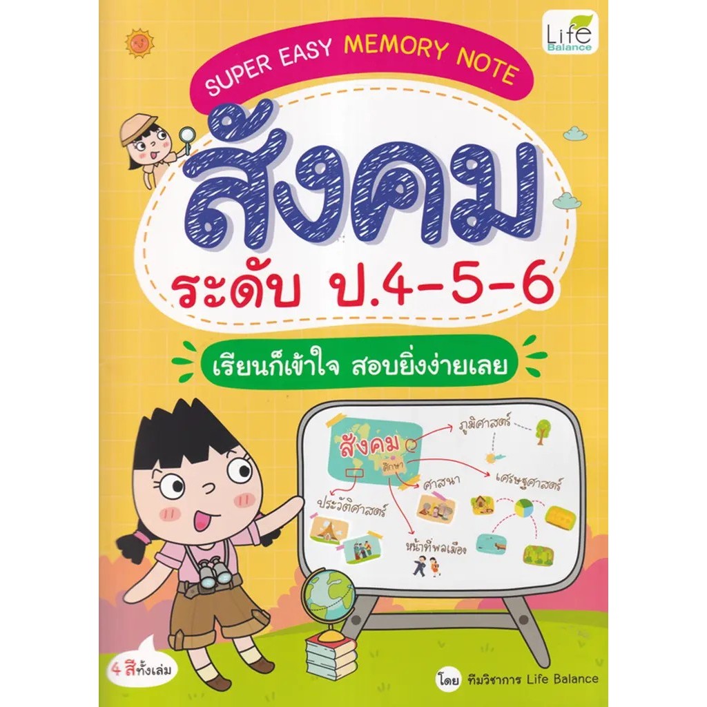Bundanjai (หนังสือ) Super Easy Memory Note สังคม ระดับ ป.4-5-6 เรียนก็เข้าใจ สอบยิ่งง่ายเลย