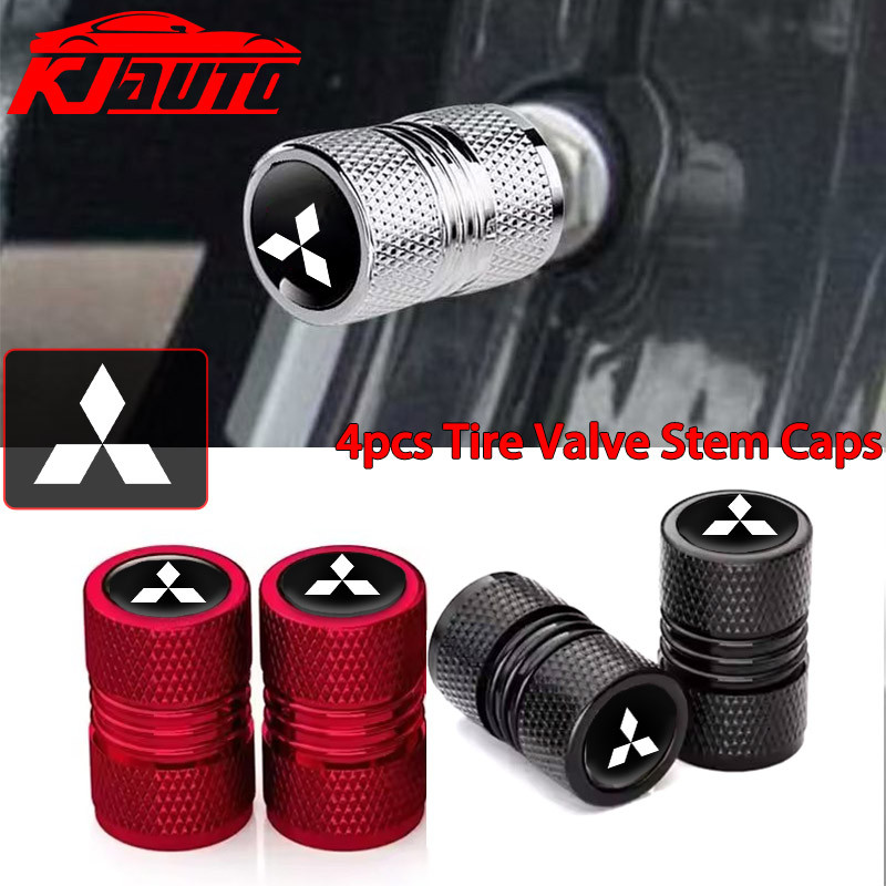 4pcs Mitsubishi รถวาล์ว Caps Stem Case ครอบคลุมอลูมิเนียมล้อวาล์วฝุ่นหมวก Tyre Rim Stem สําหรับ Ralliart Xforce Mirage G4 Triton L200 Xpander Lancer ASX Outlander Pajero