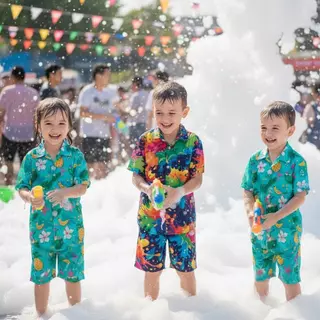 ชุดเด็กฮาวาย เซ็ตเสื้อ+กางเกง ผ้าไหมอิตาลี อายุ 1–8 ปี พร้อมส่ง