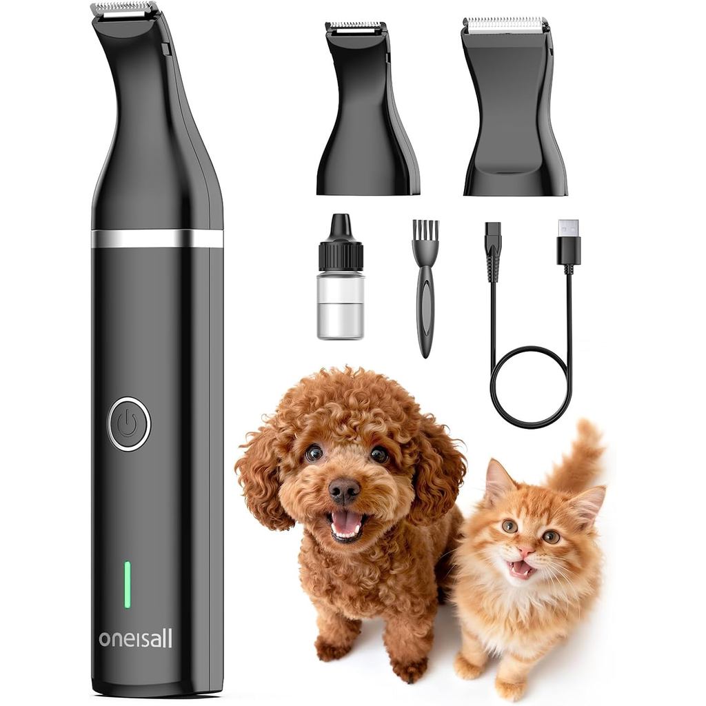 Oneisall ปัตตาเลี่ยนใบมีดคู่,ไร้สายทั้งหมดผมกรูมมิ่งTrimmer,เสียงต่ําสําหรับตัดผมAround Paws,ตา,หู,ใ