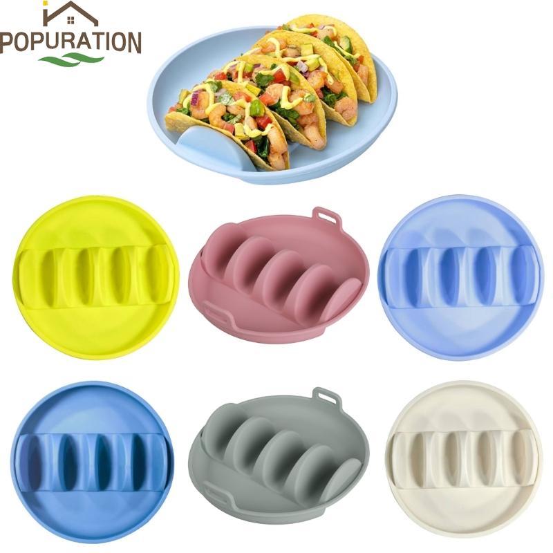 ถาดเสิร์ฟ POP Tacos พร้อมแผ่นกั้นบรรจุขาตั้ง Tacos ทนความร้อนเหมาะสําหรับกิจกรรมรับประทานอาหารสบายๆ