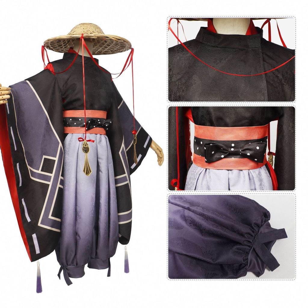 Yuanshen Cosplay เสื้อผ้าและหมวก Sanbing รวมถึงหมวก Wanderer สีดำ