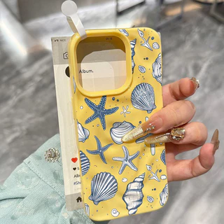 เคส TPU ลายเปลือกหอยแฟนตาซีรูปดาวสีฟ้า สำหรับ IPhone 16 17 air 15 14 6 6s Plus XR 11 16 13 15 14 12 Pro Max X XS MAX