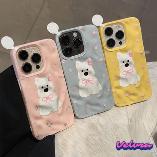 💖จัดส่งในพื้นที่💖 เคสเหมือนอุกกาบาต สีขาว ลูกสุนัข โค้งคำนับ สําหรับIPhone17 15 14 13 12 11 7 8plus Pro Promax X XR XS