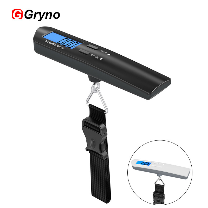 Gryno เครื่องชั่งกระเป๋าเดินทางดิจิตอล 50 กก./10 กรัม,เครื่องชั่งอิเล็กทรอนิกส์ LCD ขนาดเล็กแบบพกพาสําหรับการชั่งน้ําหนักการเดินทาง