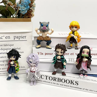 6 ชิ้น/เซ็ต 8-9 ซม.การ์ตูนอะนิเมะรูป Tanjirou Nezuko Zenitsu Inosuke Giyuu Rui รุ่น Q PVC Action Figures ตุ๊กตาของเล่น