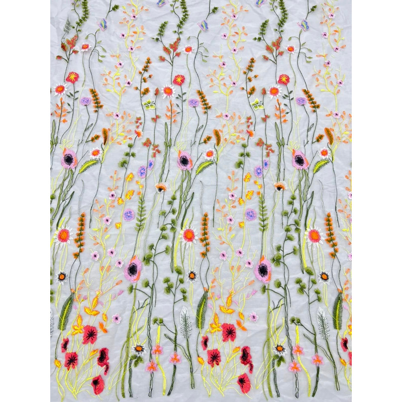 Crypto Aquatic Grass Embroidery Wedding Dress Lace Fabric Cloth Mesh Embroidery Fabric