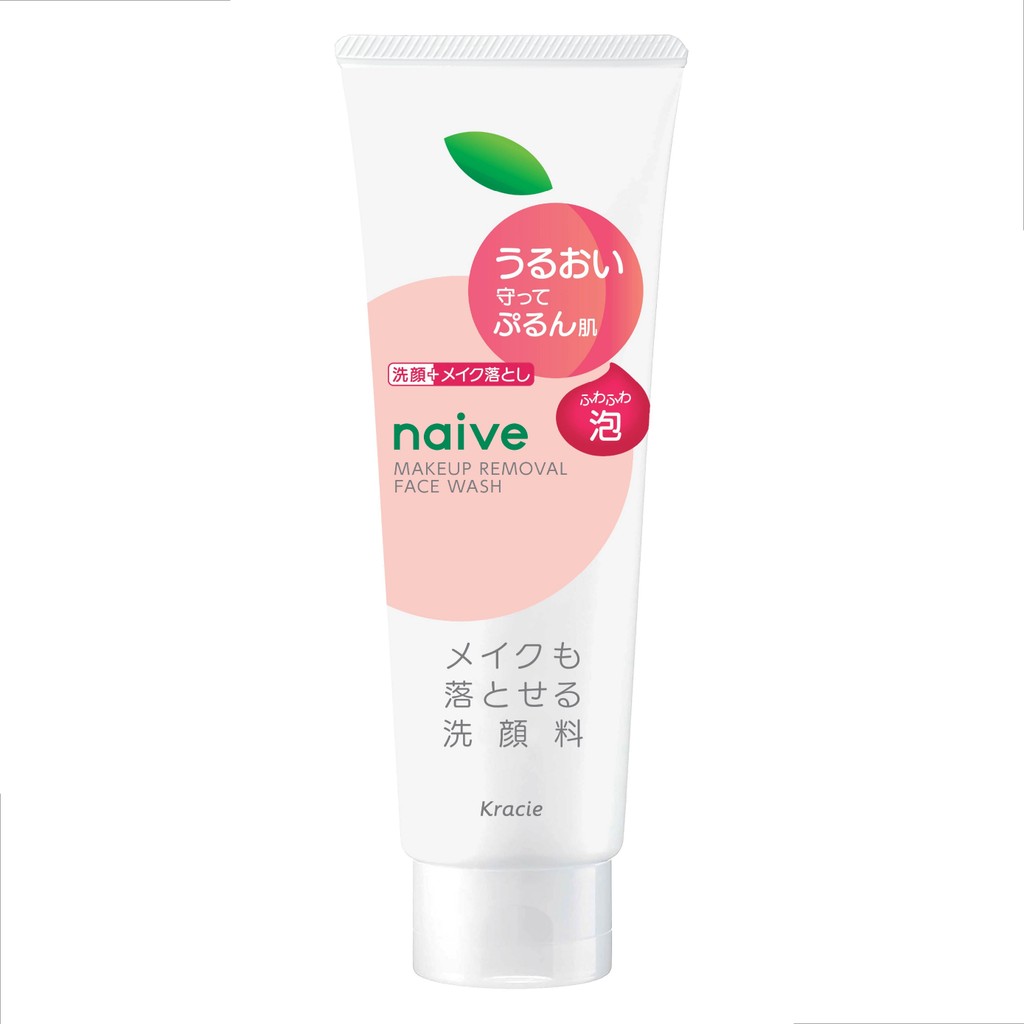 NAIVE MAKEUP REMOVAL FACE WASH PEACH 180 g / โฟมล้างเครื่องสำอางและทำความสะอาดผิวหน้า ใบพีช สูตรชุ่ม