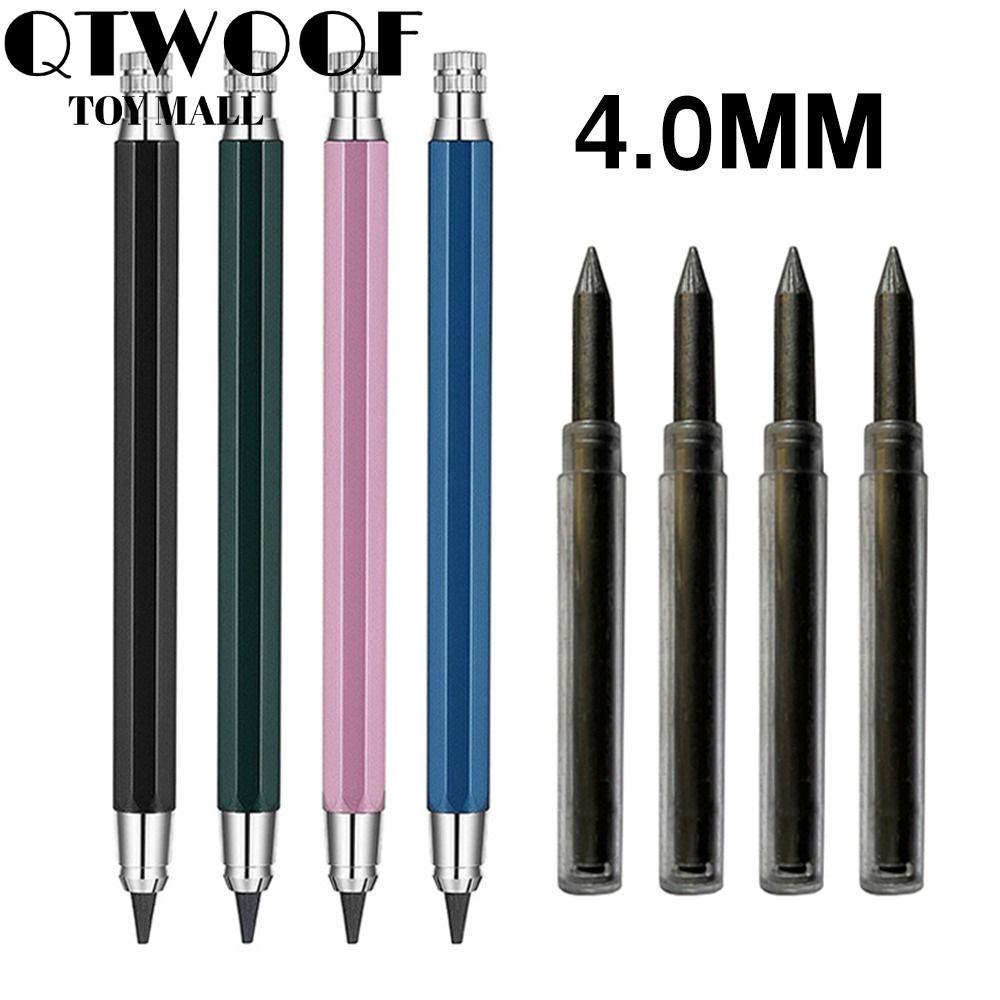 QTWOOOF ดินสอกด, 2B/4B/6B/8B/10B ดินสอเติมวาดเขียนเครื่องมือดินสออัตโนมัติ, Creative โลหะ 4.0 มม. Sk