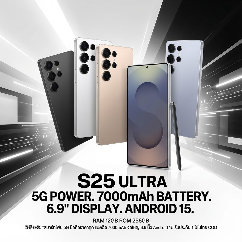 S25 Ultra  มือถือ 2 ซิม (Dual SIM) ใช้งานสะดวก RAM 12GB ความจุ 256GB แบต 7000mAh รับประกันไทย