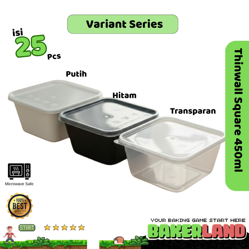 กล่อง Thinwall 450ml / Thinwall 450ml / Thinwall Square 450ml / กล่องข้าวพลาสติก - ซีรีส์ตัวแปร