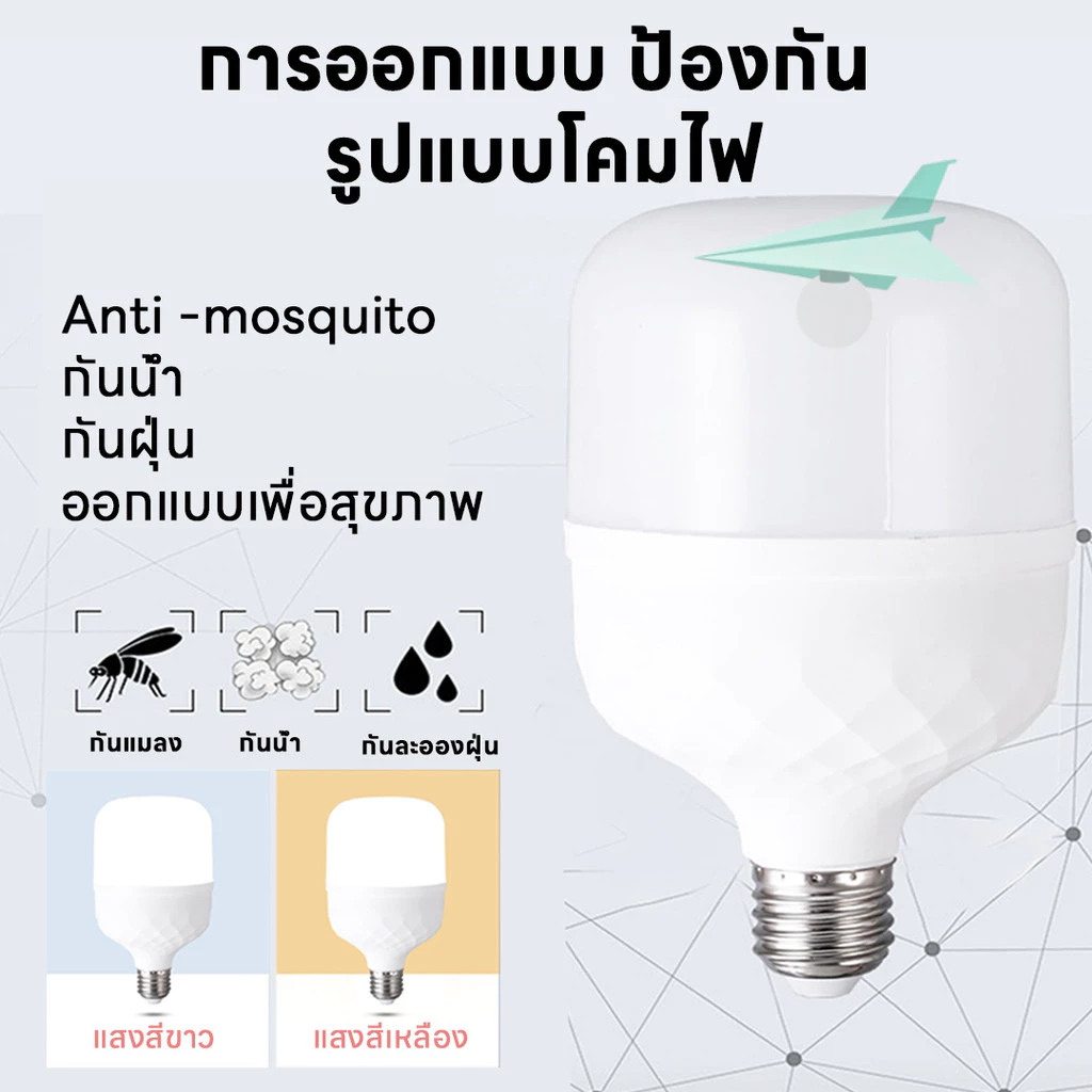 หลอดไฟ LED หลอดประหยัดไฟ ประหยัดพลังงาน ขั้วE27 ขนาด 45W 55W 65W 85W วัสดุอย่างดี PP ให้ความสว่างสูง