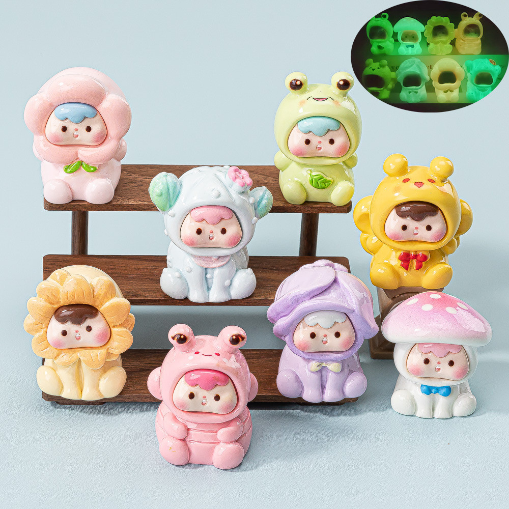 8PCS Glow ไม้พืชเห็ดเด็กใหม่สีเรซิ่น Charms สําหรับ DIY (15-1)