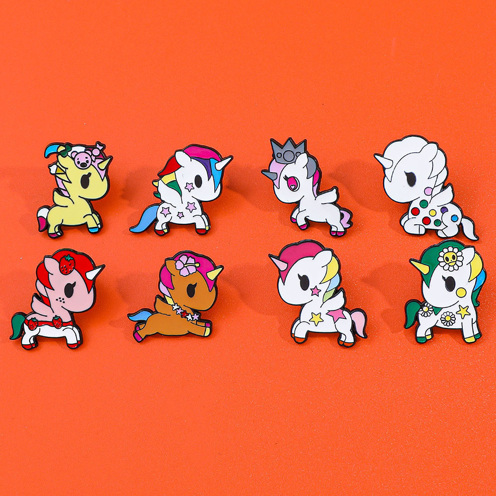 Spot Goods#Cute Creative Rainbow Pony Metal Badge Unicorn Alloy Oil Drop Brooch Backpack Clothing Ac