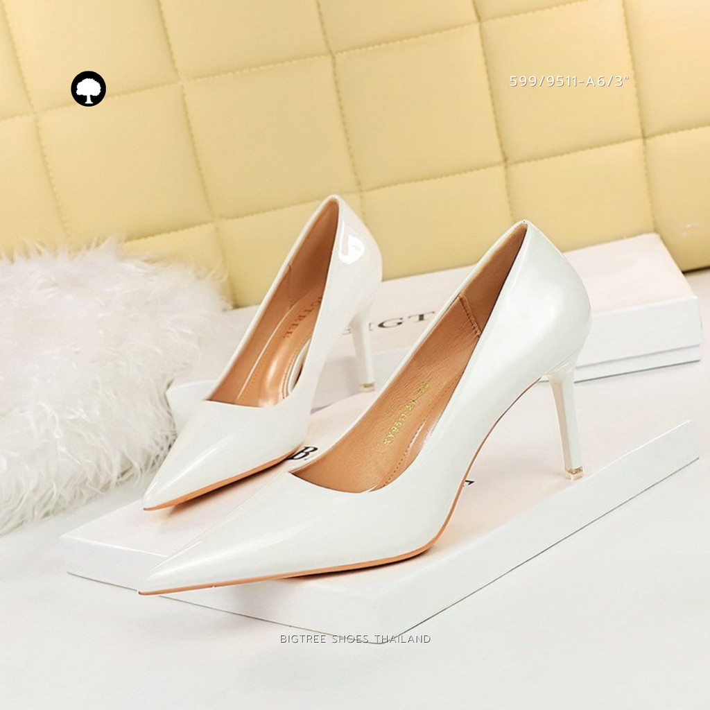 Bigtree Shoes Thailand ส้นสูงหนังแก้วหัวแหลม ใส่ทำงาน-ออกงาน สูง 3/4 นิ้ว | ไซซ์ 34-43 | รุ่น 9511-6 - รูปที่ 6