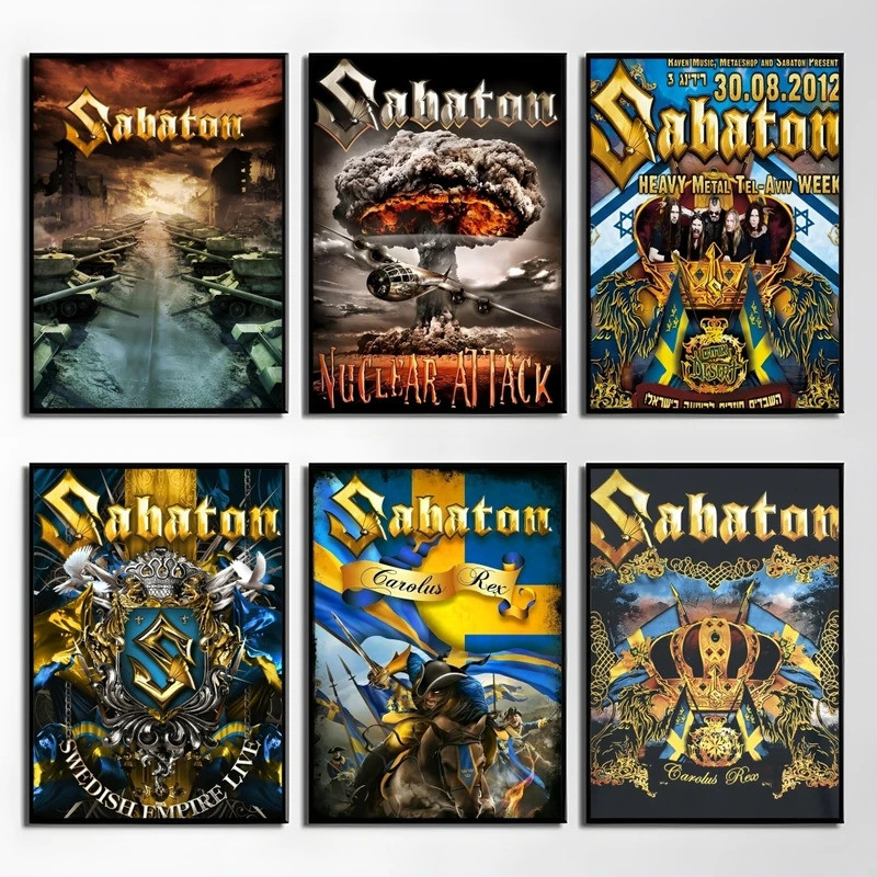 S-Sabaton โลหะอัลบั้ม Coversvideo โปสเตอร์ผ้าใบ Wall Art พิมพ์สําหรับห้องนั่งเล่นห้องนอนภาพจิตรกรรมฝ