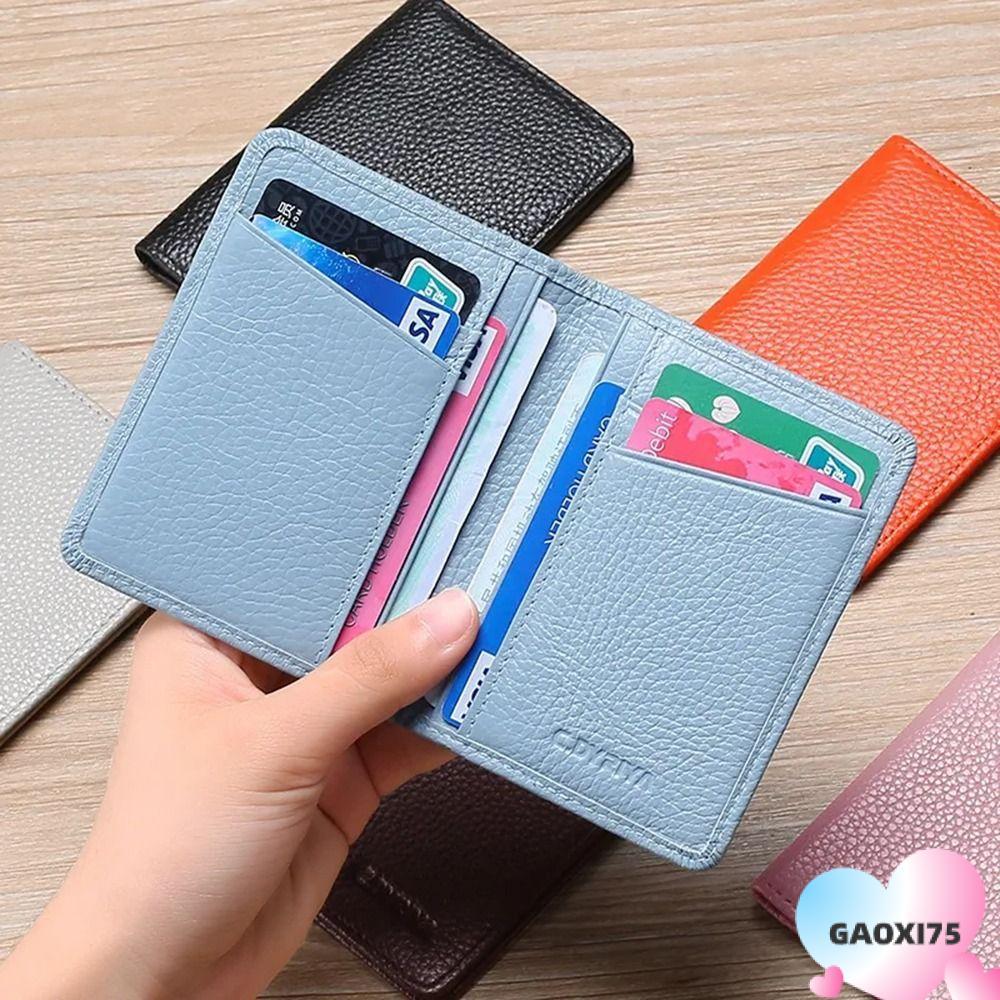 GOXI75 Card , Multi-card Slot Solid Color Card Holder, Portable PU Leather Business Card Men Women