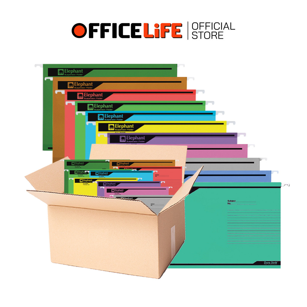 Elephant (ตราช้าง) แฟ้มแขวน แฟ้ม ขนาด F4 รุ่น 905 / 925 และ 926 มี 8 สี หนา 200 / 270 แกรม ( 50 เล่ม