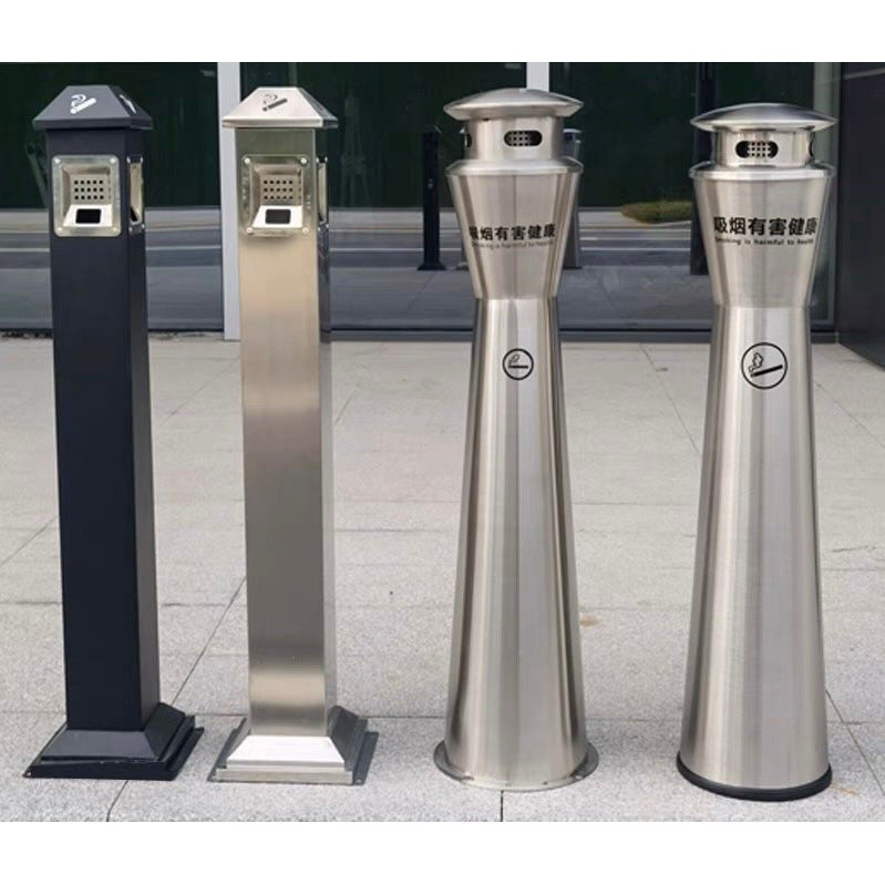 Shopping Vertical Ashtray Dustbin Cigarette Smoke Out Stainless Steel Floor Trash Bin Commercial Off