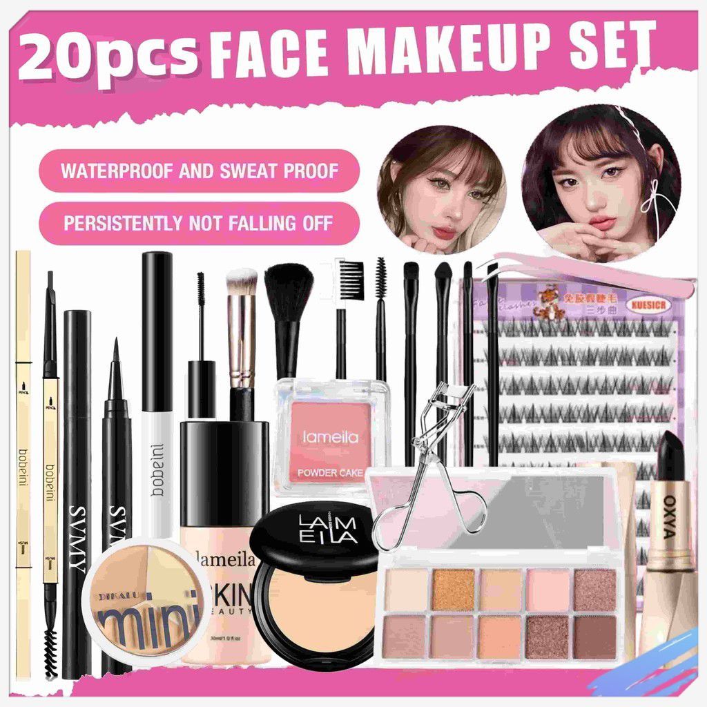 LAMEILA 20 ชิ้นสามเณรราคาไม่แพงแต่งหน้าชุด Self กาวขนตาปลอม Foundation,คอนซีลเลอร์,มาสคาร่า,Etc