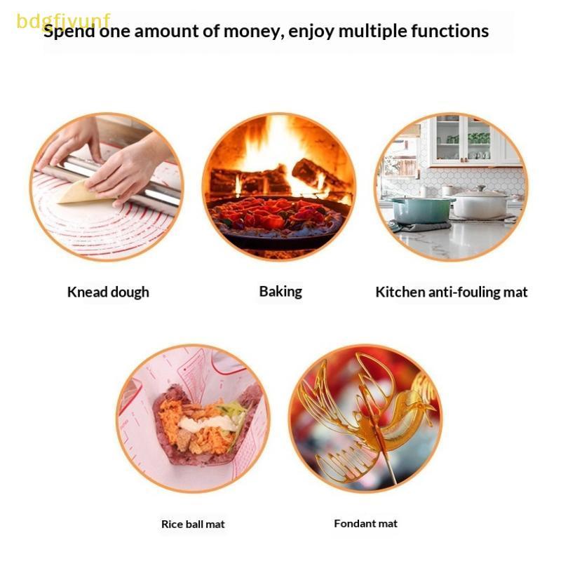 BDGF ซิลิโคนเบเกอรี่ Mat Pastry Rolling นวด Pad ครัวเครปพิซซ่าแป้ง Non-Stick Pan Pastry Mat MY