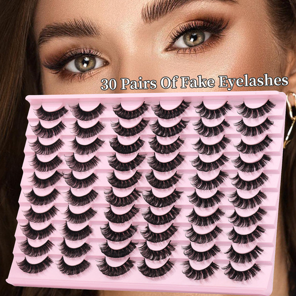 ขนตาปลอม ขนตาสายฝอ ขนตาล่าง TEMU Cross-Border ขายร้อน 30 คู่ D-Up ขนตาปลอมธรรมชาติ Fit ขนตารัสเซียหน