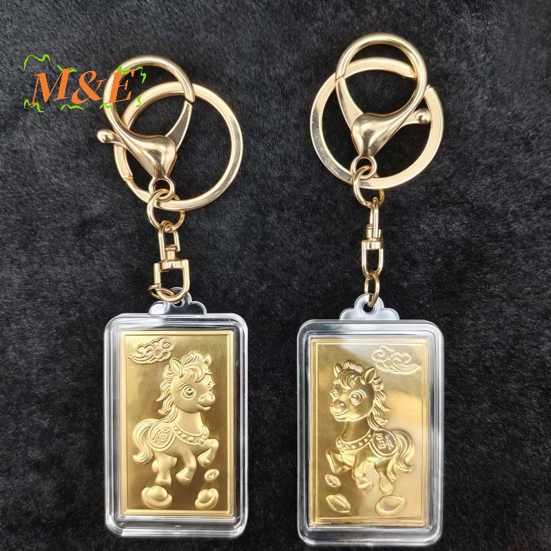 [M&E] Creative Mascot Zodiac Horse เหรียญที่ระลึกพวงกุญแจ 2026 ปีม้างานฝีมือโลหะโซ่โทรศัพท์ของขวัญขอ