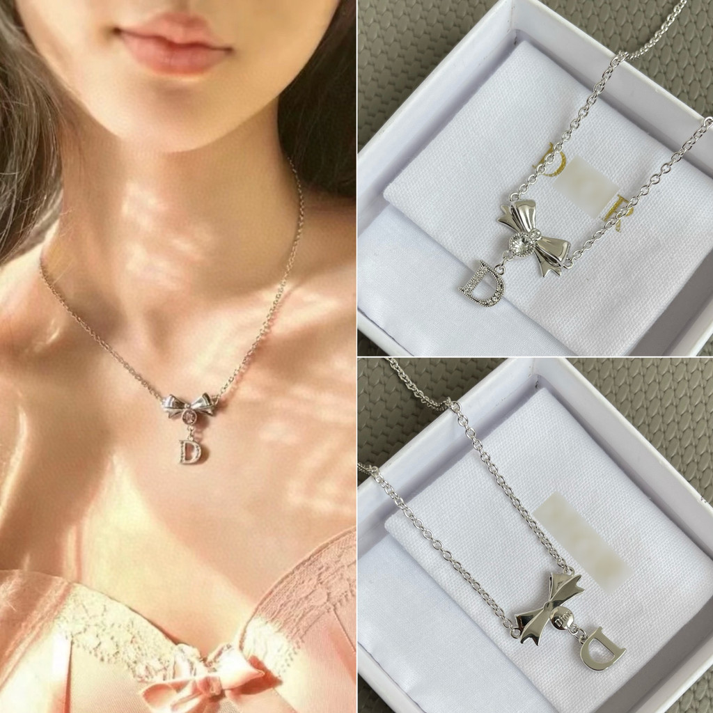 Pre order ราคา2000 DDD สร้อยคอผีเสื้อ ประดับเพชรสีขาว ดีไซน์โบว์