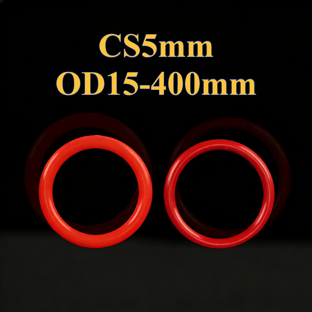 แหวนซีลโอริงซิลิโคนสีแดง CS5mm*OD15-400mm แหวนกันน้ํา ส่วนประกอบการปิดผนึกทนอุณหภูมิสูง (YDD-LD-MB)