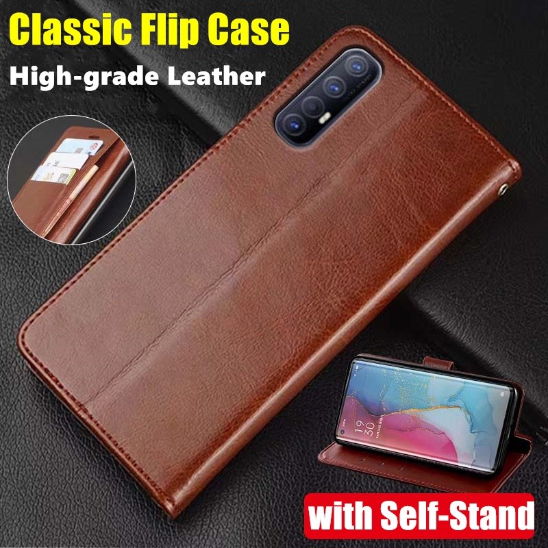สําหรับ OPPO Reno3 Pro 4G CPH2035 CPH2037 CPH2036 ของแท้หนังกระเป๋าสตางค์ Vintage พับง่ายพลิกป้องกันกรณี Kickstand ผู้ถือบัตรฝาครอบ – โปรปัง