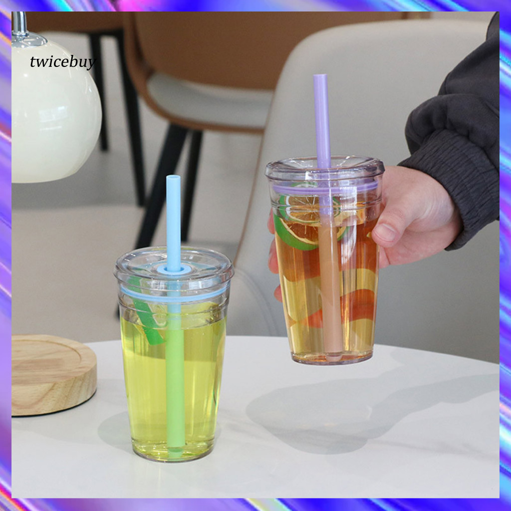 [TY] เครื่องล้างจาน Safe Cup ถ้วยพลาสติกพร้อมฝาปิดและหลอด 450ml ถ้วยน้ําพลาสติกแบบใช้ซ้ําได้พร้อมฝาปิดฟาง Bpa-free Iced Coffee Tea Tumbler เหมาะสําหรับสมูทตี้และสําหรับทุกวัน